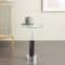 21" Black Marble Round Side End Accent Table with Silver Metal Rod & Base